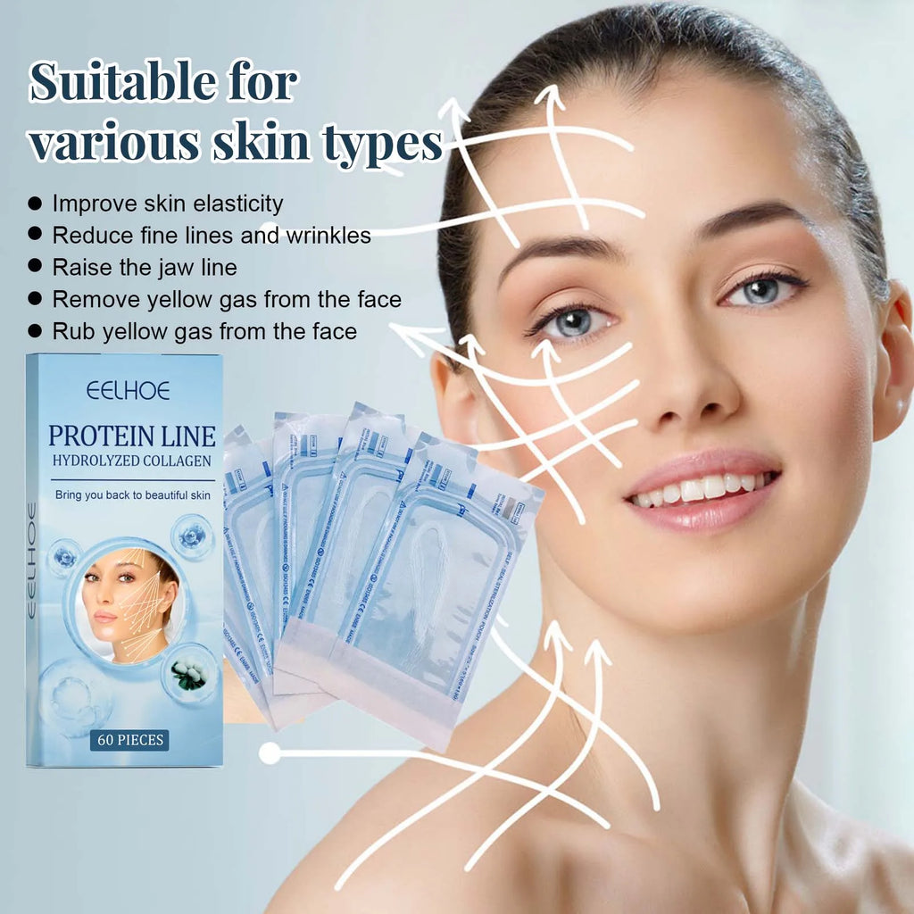 60Pcs Gold Collagen Protein Thread Serum – No Needle Face Lift Collagen Thread Serum Zpaxo