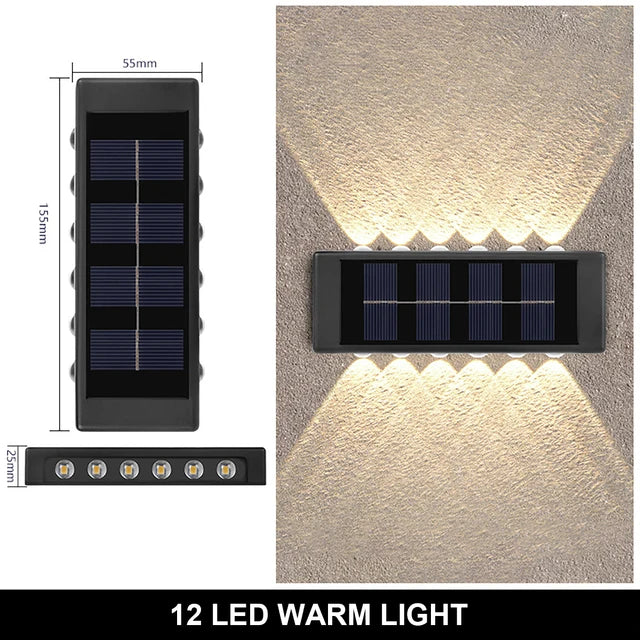 Solar LED Light Outdoor Waterproof Wall Lamp Dusk Dawn Fence Lighting Zpaxo 12LED-WARM 2PCS