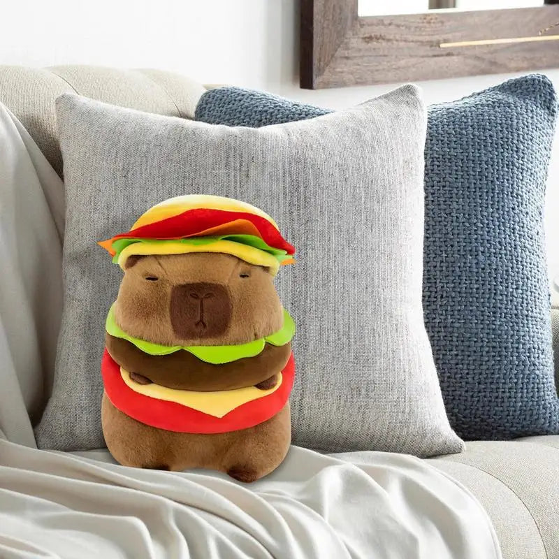 Hamburger Capybara Plush Plushies Cute Soft Doll Pillow Comfortable Zpaxo China Mainland
