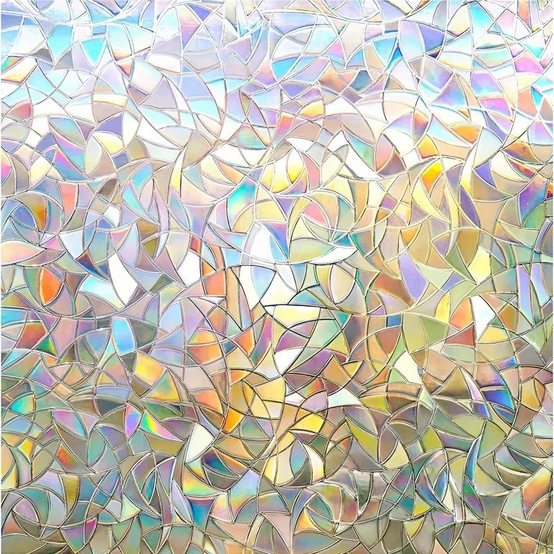 Iridescent Mosaic Static Window Privacy Film Rainbow Prismatic Glass