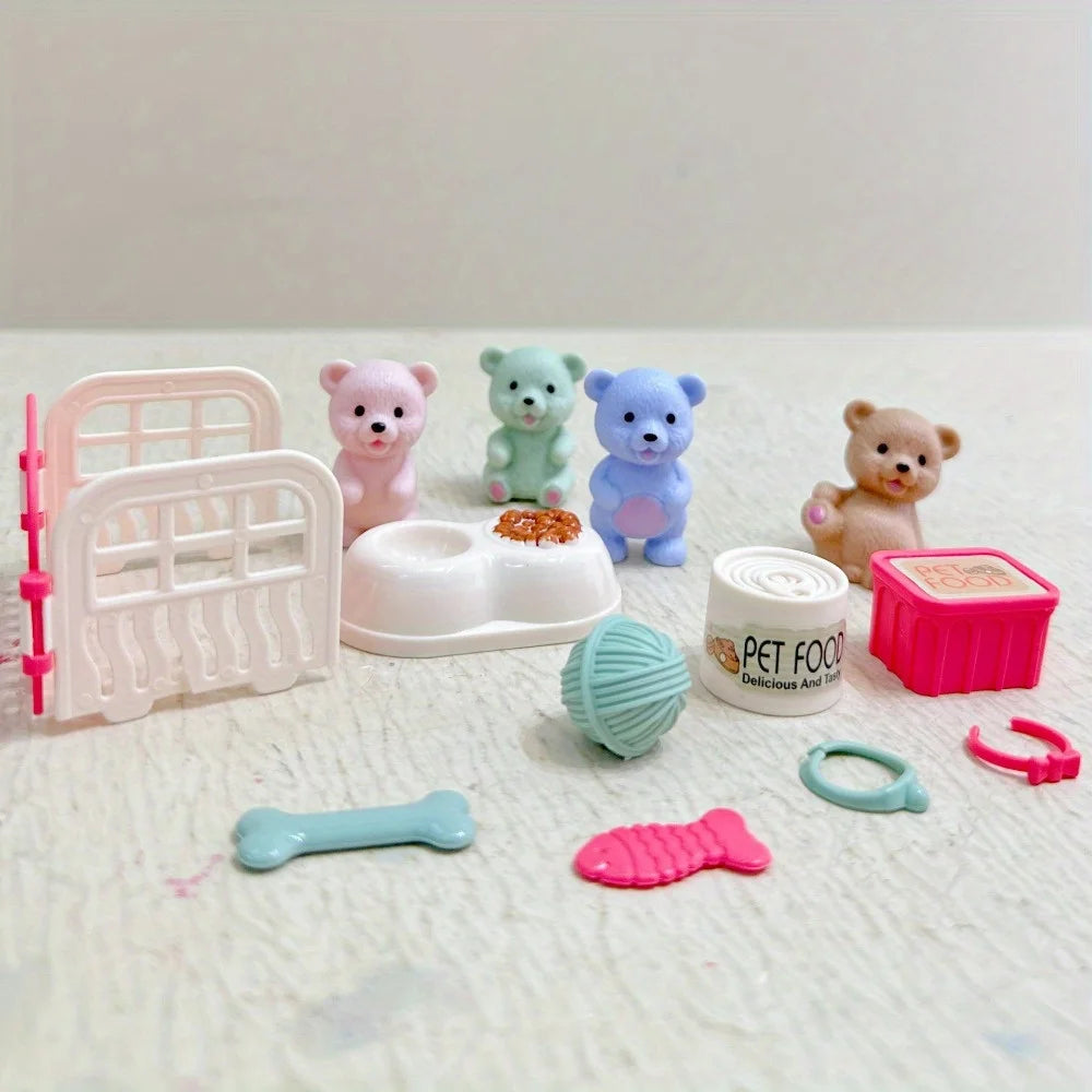 Children's Play House Toys Teddy Bears Pet Bathrooms Scene Little Zpaxo GJJ-PET SET