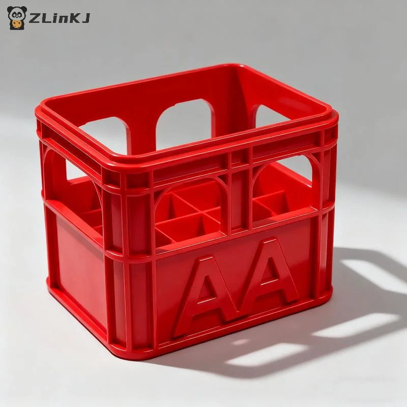 ▶1PCS 3D Printed Beer Crate Style AA Battery Storage Box - 12 Compartments, Plastic Organizer, For Home Decoration Zpaxo