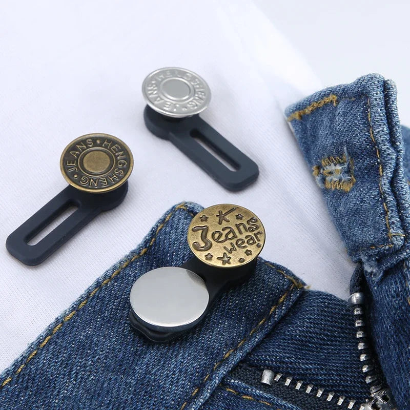 Metal Jean Button Extenders – No-Sew Waist Extender Kit