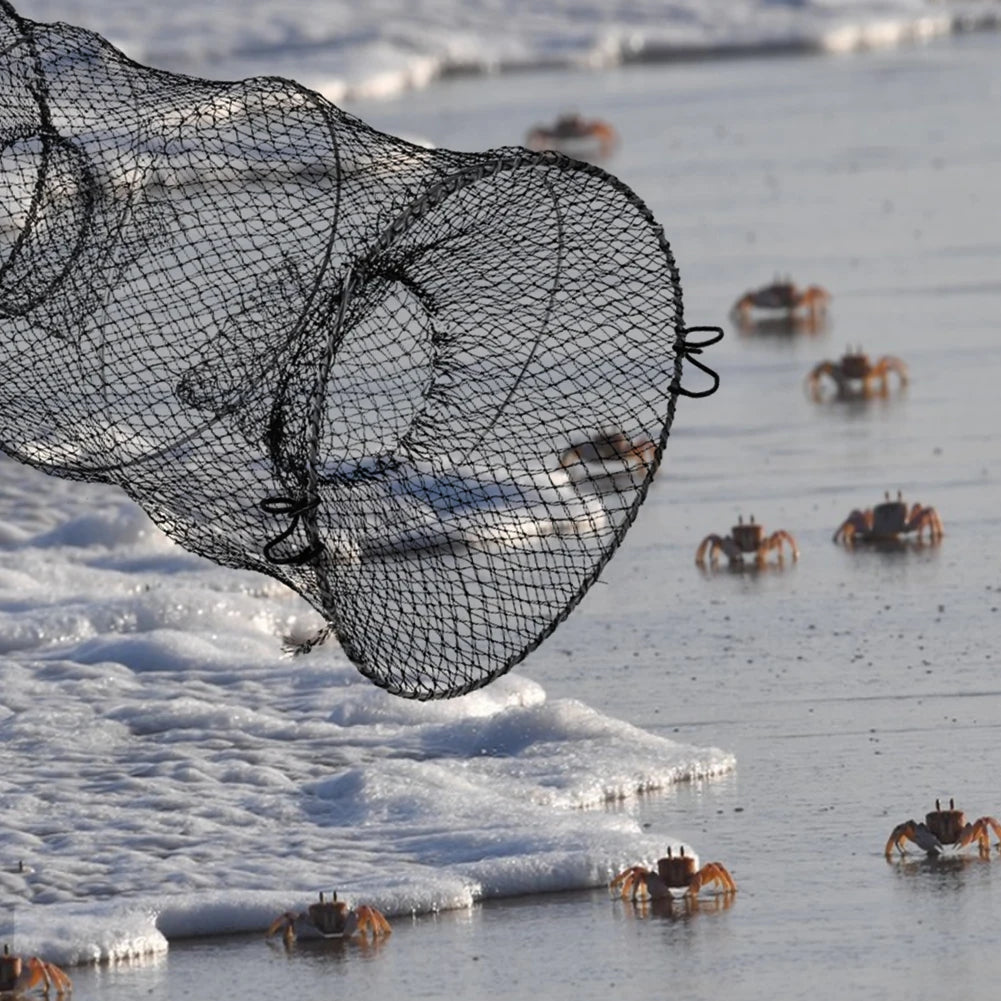 Folding Crab Trap Fishing Net Cage Collapsible Casting Telescopic