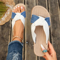 2026 Women Slippers Fashion Hemp Rope Outer Wear Slippers Casual Lightweight Sandals Outdoor Designer Shoes Women Slides Women Zpaxo White and blue 42