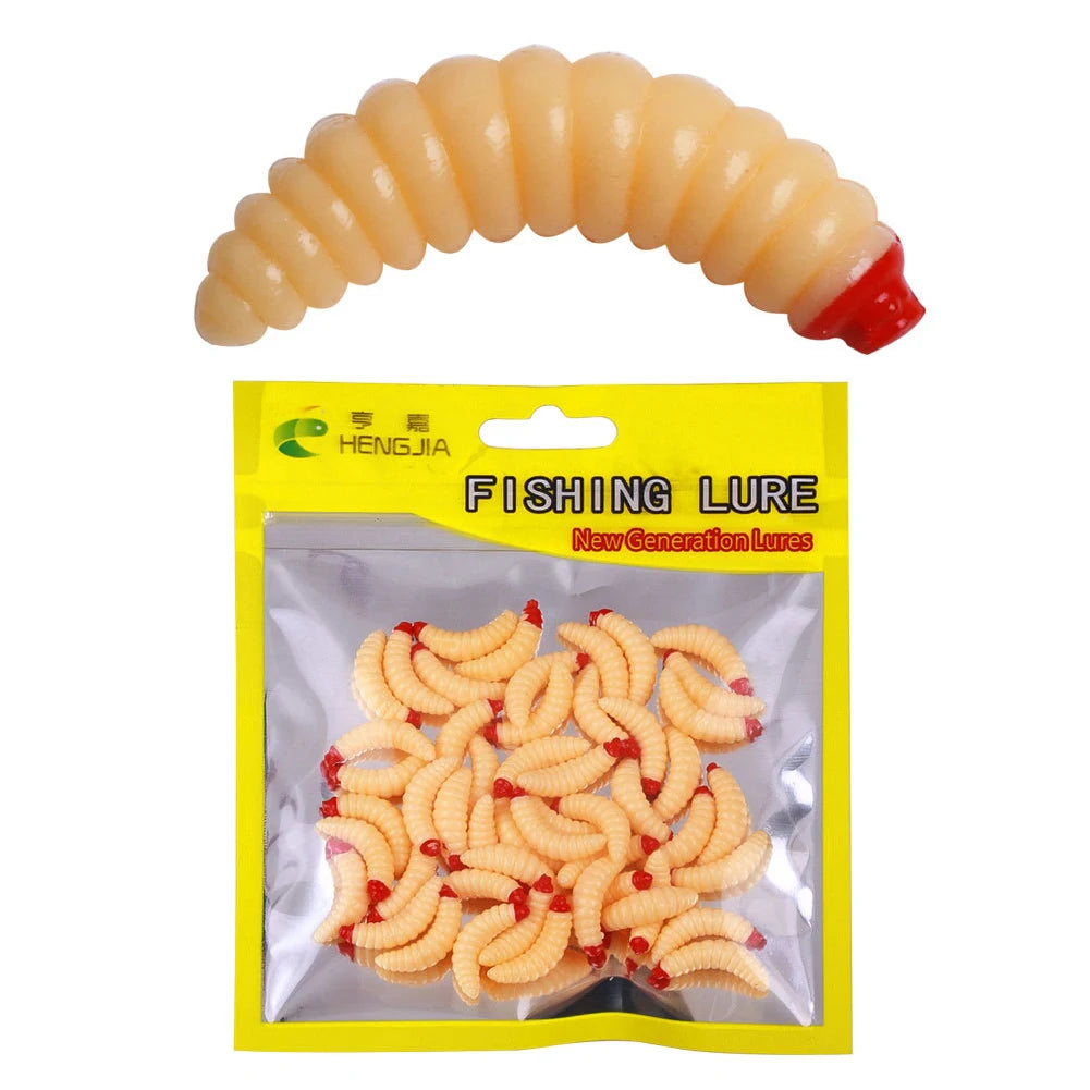 Artificial Bread Worm Baits Maggot Grub Soft Fishing Lure Smell Worms