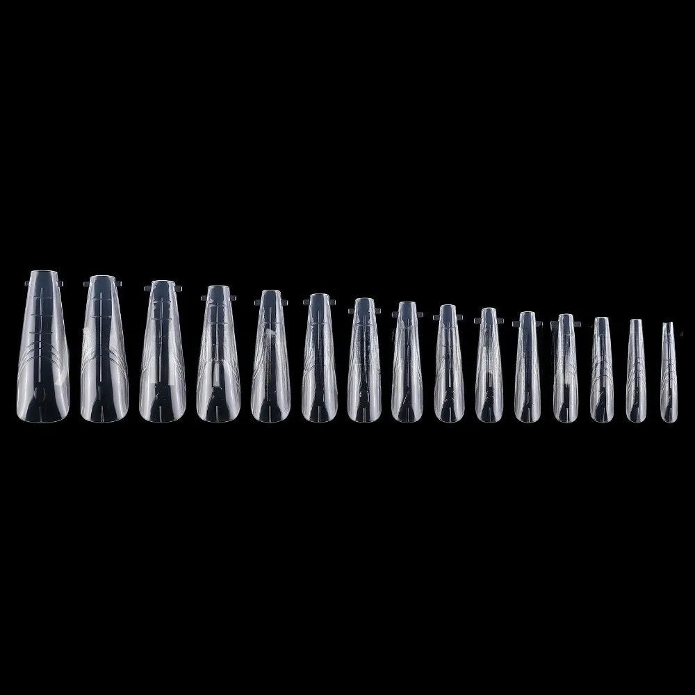 15 Sizes Sandwich Nail Forms Transparent Reusable Space No-trace Long Zpaxo