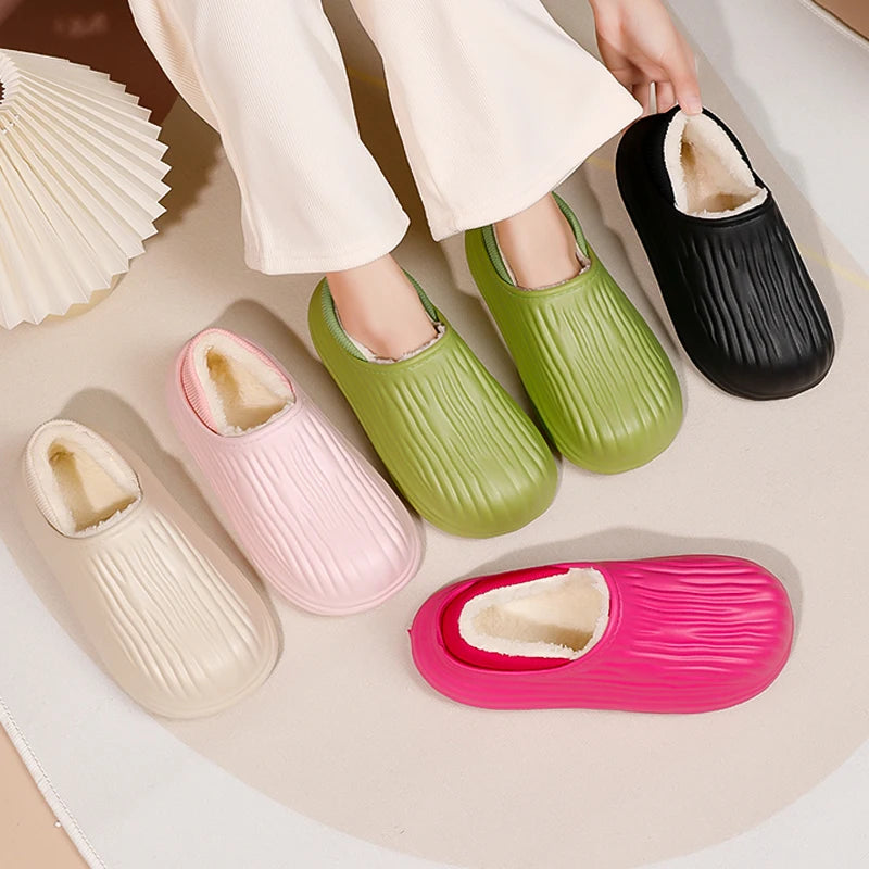 Winter Women Cotton Slippers Warm Non-slip Thick Bottom Slides Soft