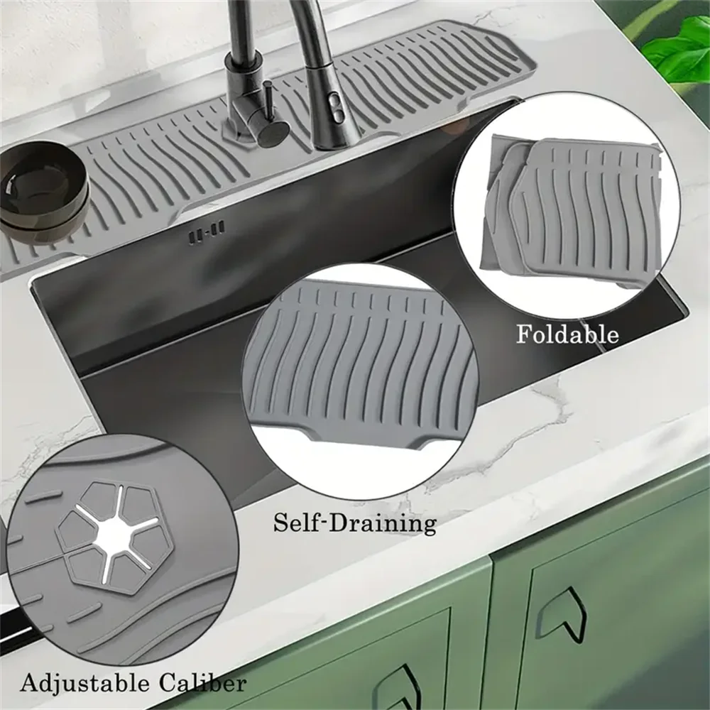 Extra Large Silicone Dish Drying Mat Non-slip Foldable Water Splash Zpaxo