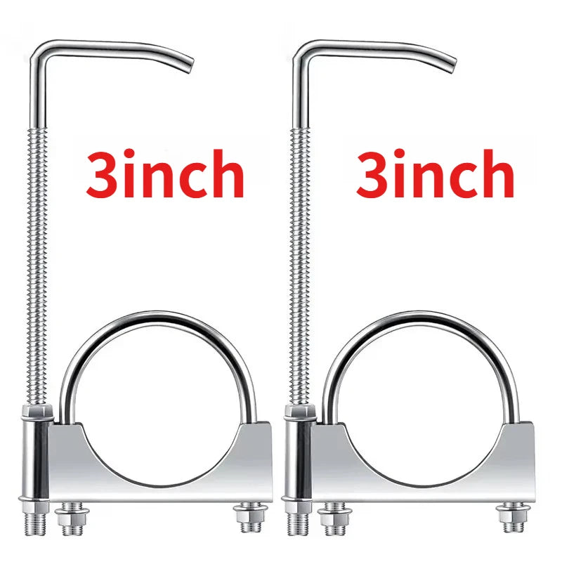 2.5" Exhaust Clamp with Hanger – Galvanized Muffler Clamp 2-Pack