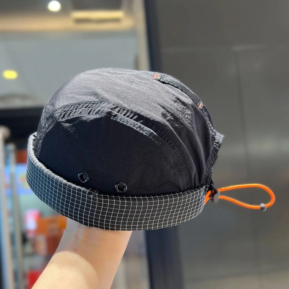 Casual Quick-drying 5-panel Cap Solid Color Anti-UV Beanies Hat Adjustable Brimless Cap Women Zpaxo