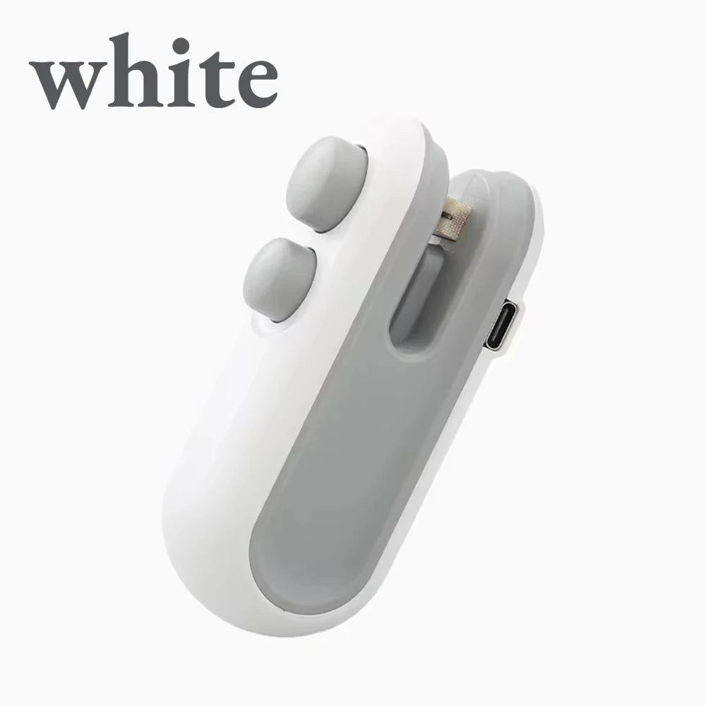 Mini Bag Sealer USB Rechargeable 1 Heat Cutter Portable Food Resealer Zpaxo WHITE USB Type-C