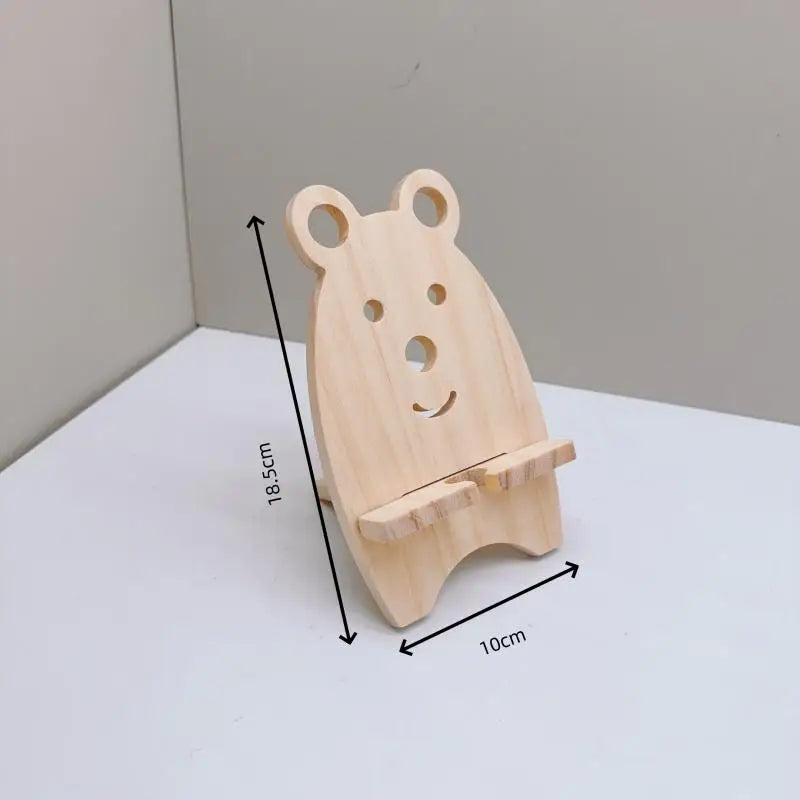 Wooden Foldable Phone Stand – Cartoon Desktop Holder