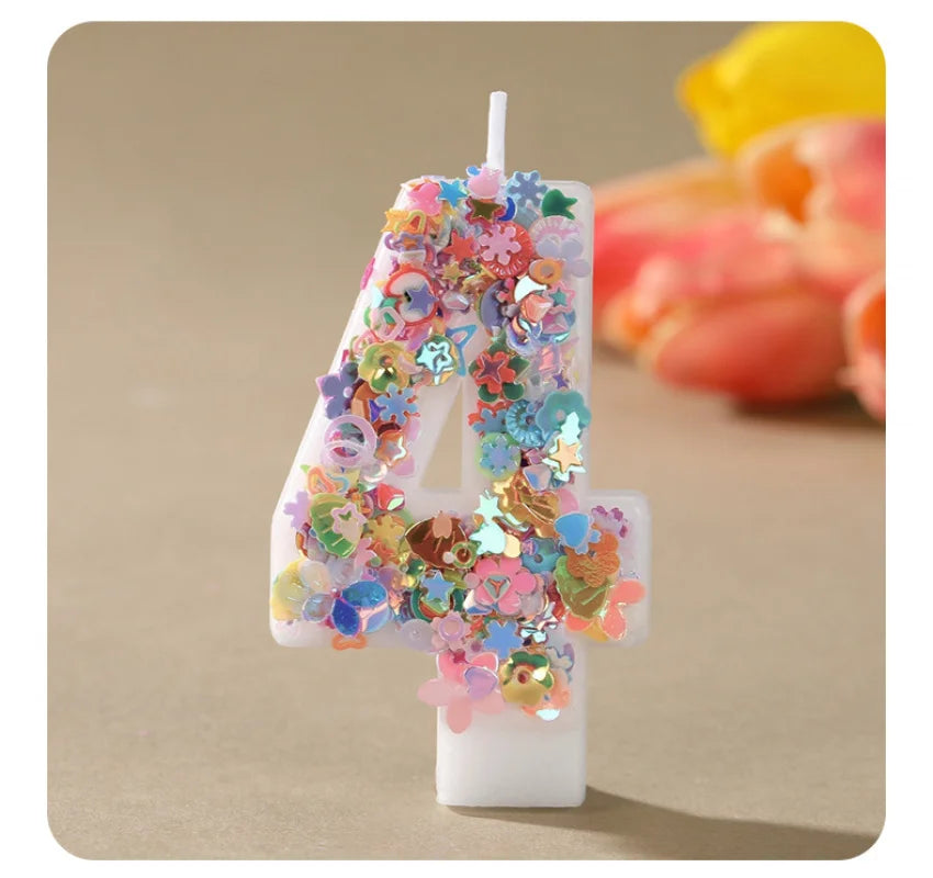 Sequined Flower Number Birthday Candles 0-9 Party Cake Decorations Zpaxo 4 B15489E