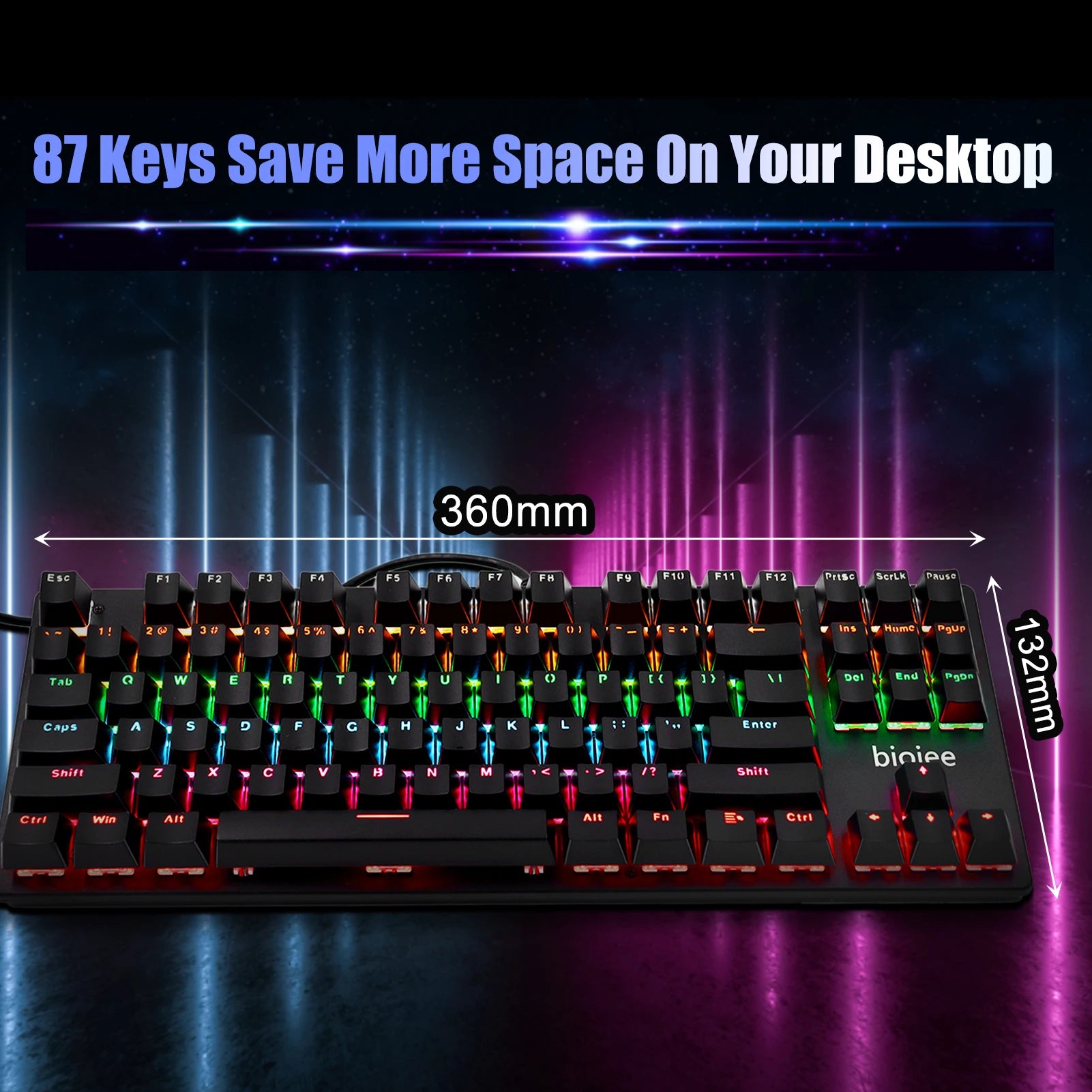 Wired 87-Key Mechanical Gaming Keyboard Rainbow Backlit Keyboard For Windows PC Laptop for Game and Office Zpaxo