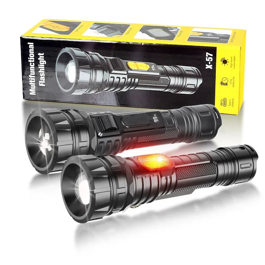 KDULIT LED Tactical Flashlight – USB-C Zoom Torch, 7 Modes