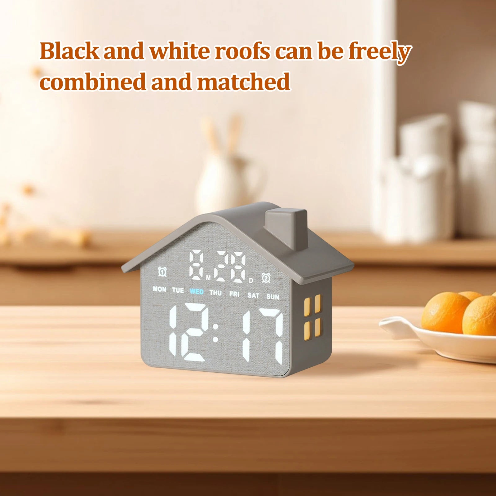 Led House Shaped Digital Alarm Clock Simple Electronic Small Night
