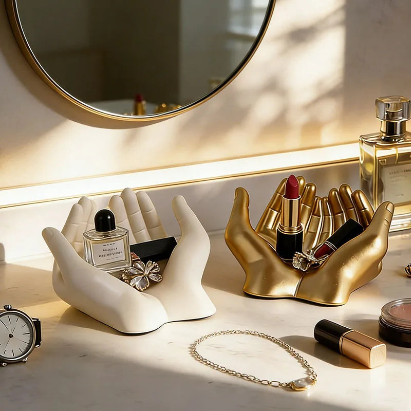 Palm Storage Box – Lipstick, Perfume & Key Organizer for Dresser Tabletop Storage Organizer Zpaxo