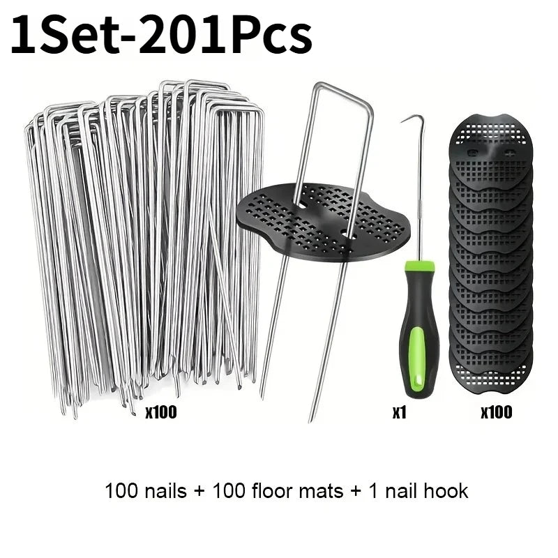 U-Shaped Garden Stakes & Staples Kit with Hook & Gaskets