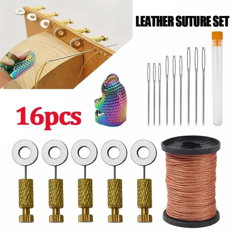 16pcs Leather Suture Positioning Needle Tools Set DIY Suture Fixed Position Needle Leather Fixed Suture Needle Craft Supplies Zpaxo