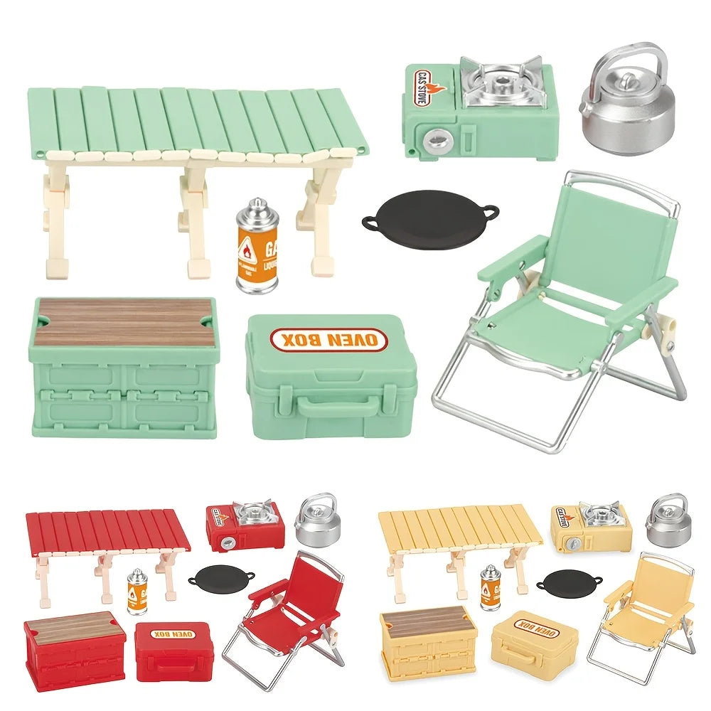 Realistic Miniature Camping Picnic Furniture Doll House Portable