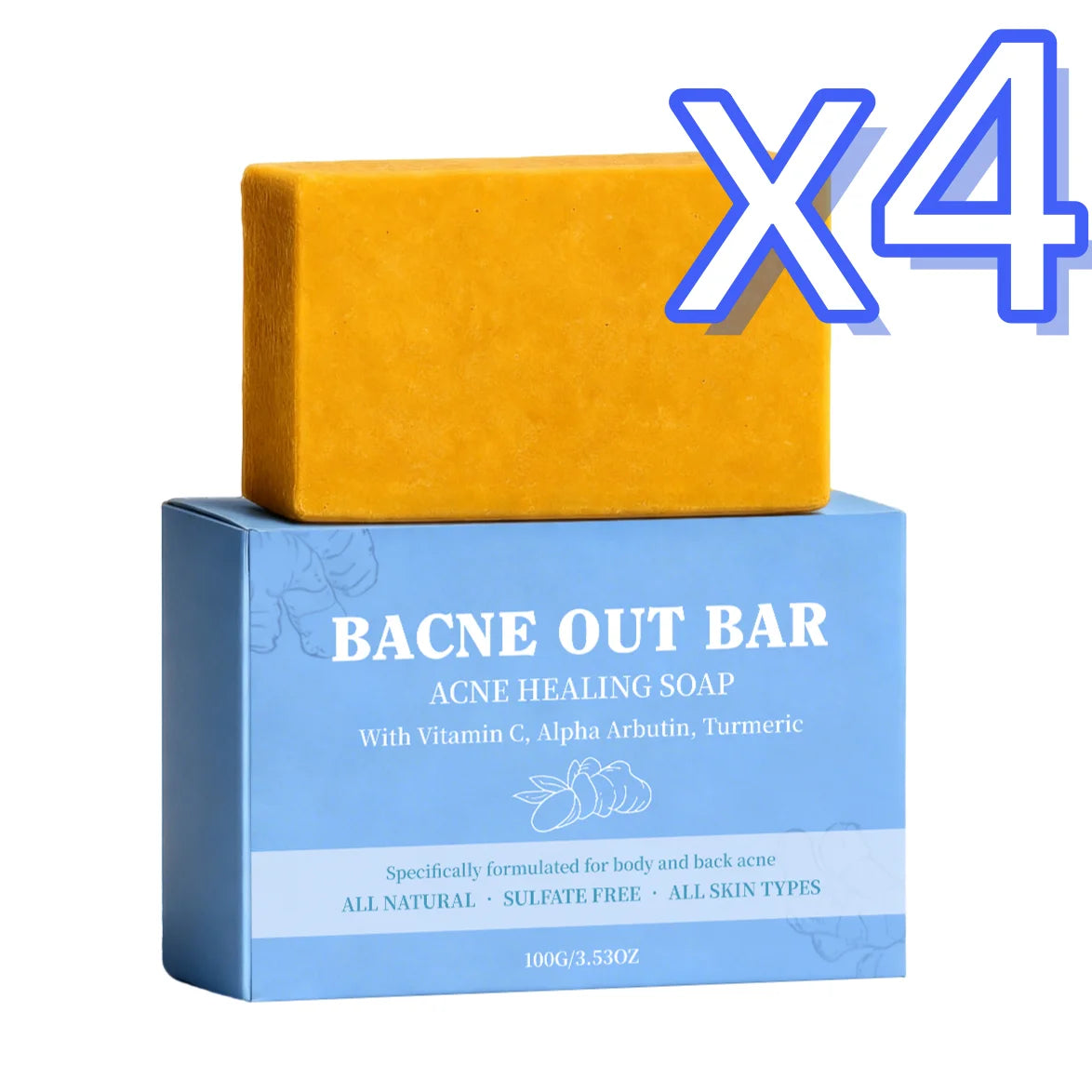 Turmeric Exfoliating Soap – Acne, Dark Spots & Deep Clean Exfoliating Soap Bar Zpaxo 100g Boxed x 4pcs