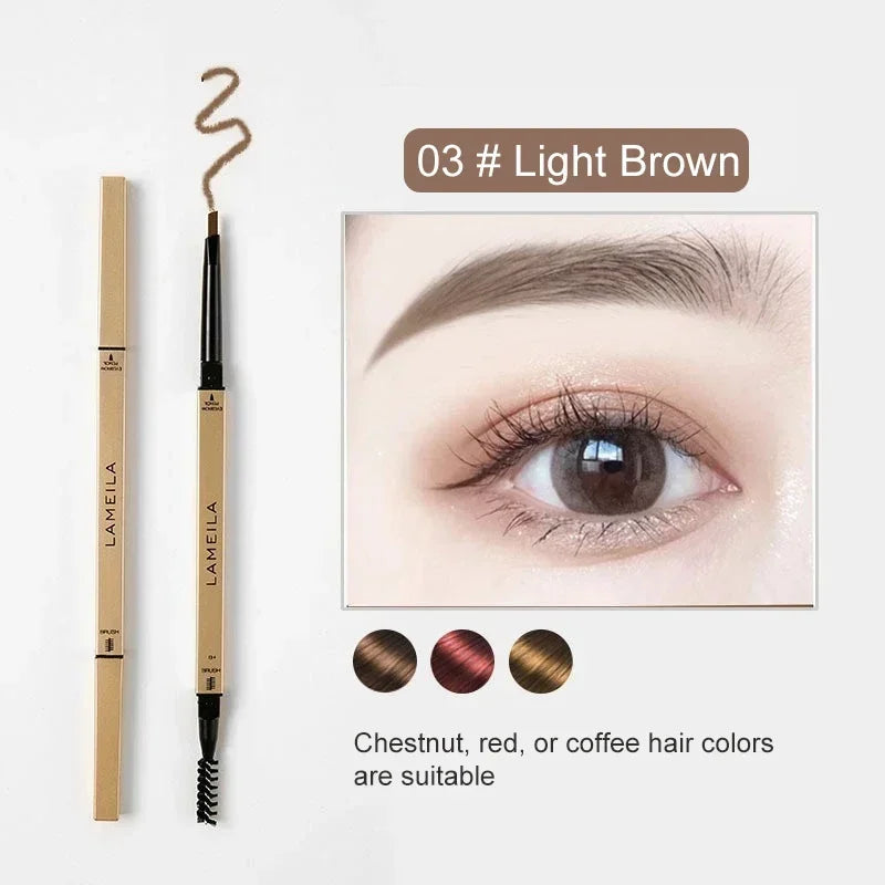 2 in 1 Deluxe Golden Strip Eyebrow Pencil 5 Colors Dual-Ended Long-Lasting Waterproof Precise Application Delicate Eye Makeup Zpaxo 03 Light Brown