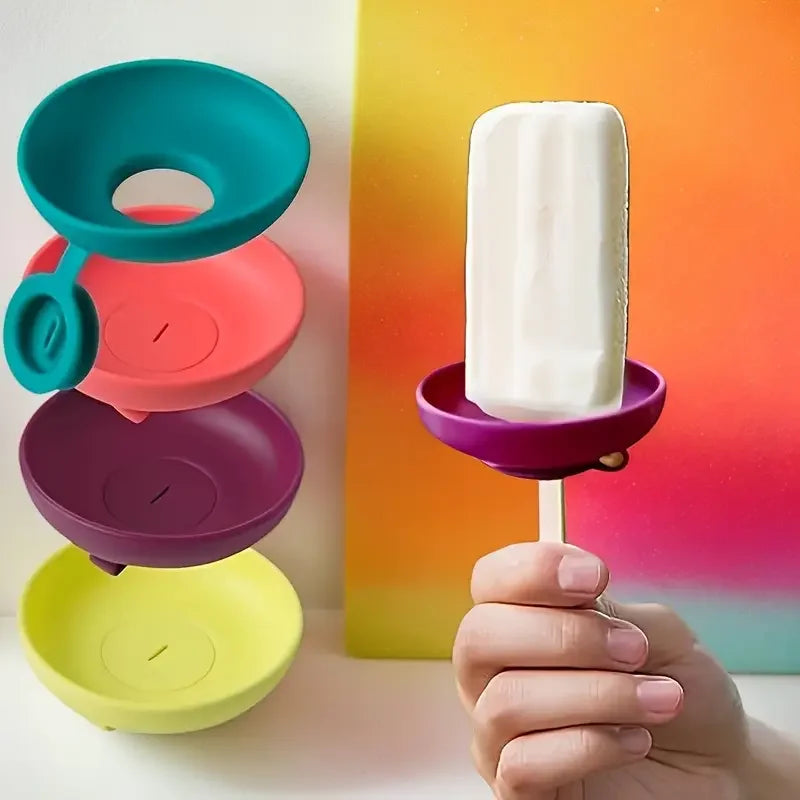 Leak-Proof Silicone Ice Cream Molds - Colorful Popsicle Stand with Drip Lid , Portable Freezer Tray for Summer Treats Zpaxo
