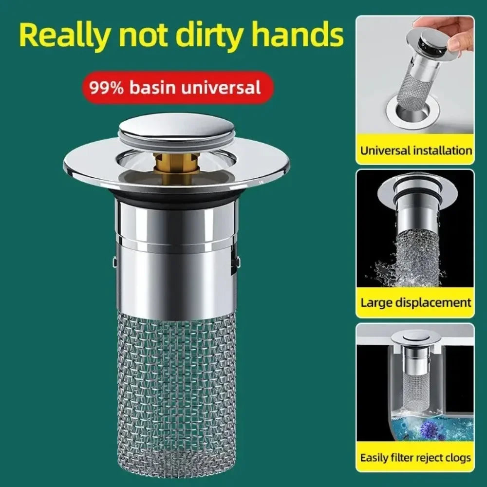Stainless Steel Press-Type Sink Drain Plug – Universal Fit