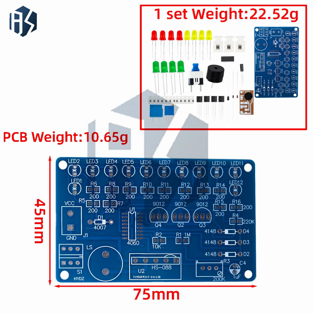 DC4.5-5V CD4060 SMT DIY Music LED Color Light Circuit Soldering Practice Module Bulk Soldering Learning Demo Kit Zpaxo