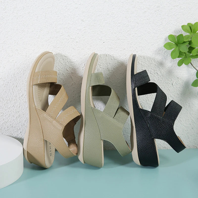 European American 2026 Summer Outdoor Casual Elastic Simple Wedge Zpaxo