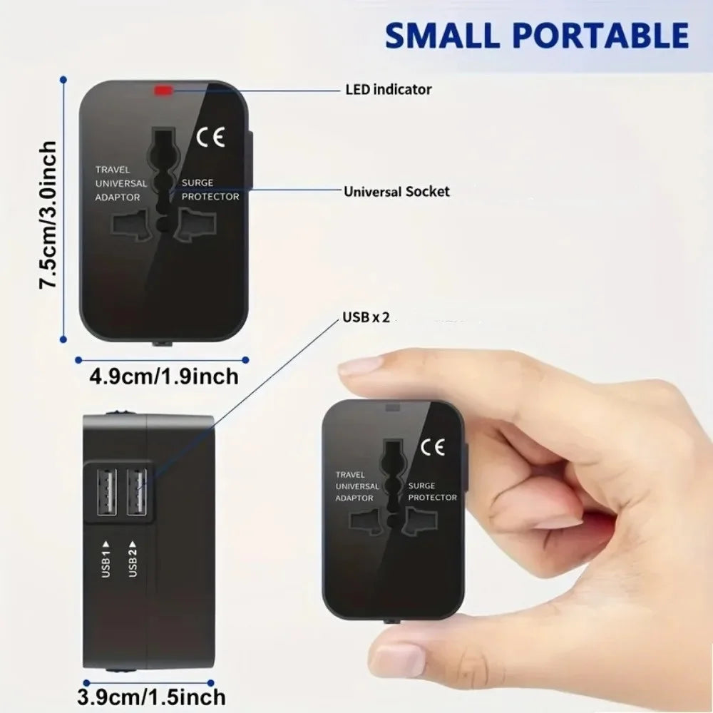 Universal Worldwide Travel Adapter Multi Plug Outlet USB Type C Socket Multi Ports Wall Adapter For EU/UK/USA Cell Phone Charger Zpaxo
