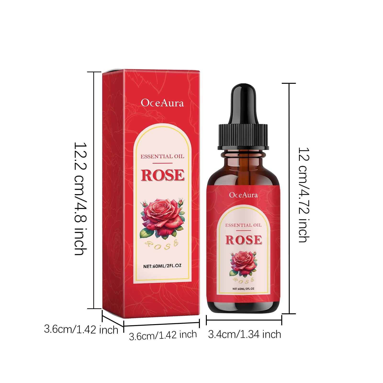 OceAura Rose Essential Oil – Moisturizing Face & Body Oil 60ml Face & Body Oil Zpaxo 1Pcs 60ml Boxed