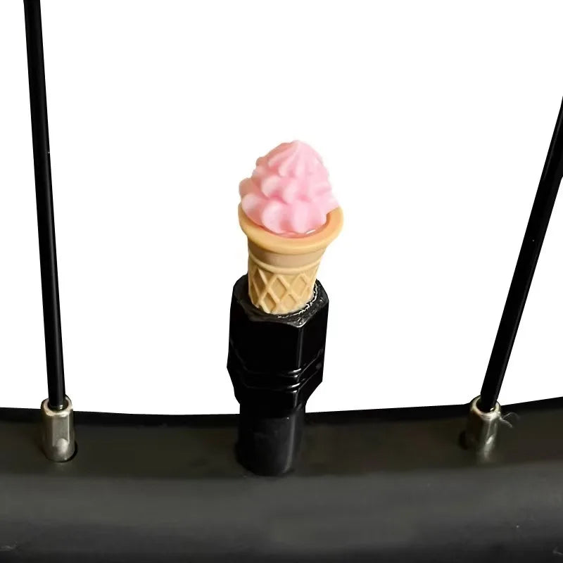 Cute Ice Cream Bike Valve Caps – 4-Pack Dustproof Tire Caps