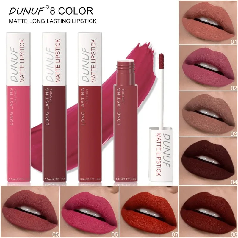 Matte Lipstick Non Stick Cup Red Nude Waterproof Long Lasting Liquid