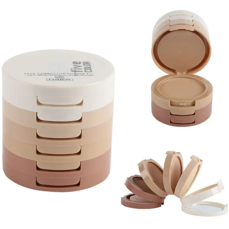 Concealer Contouring Powder, 5 Color 5 Decked Powder Tower, Brightening Skin Tone,Oil Control Makeup Loose Powder Setting Powder Zpaxo
