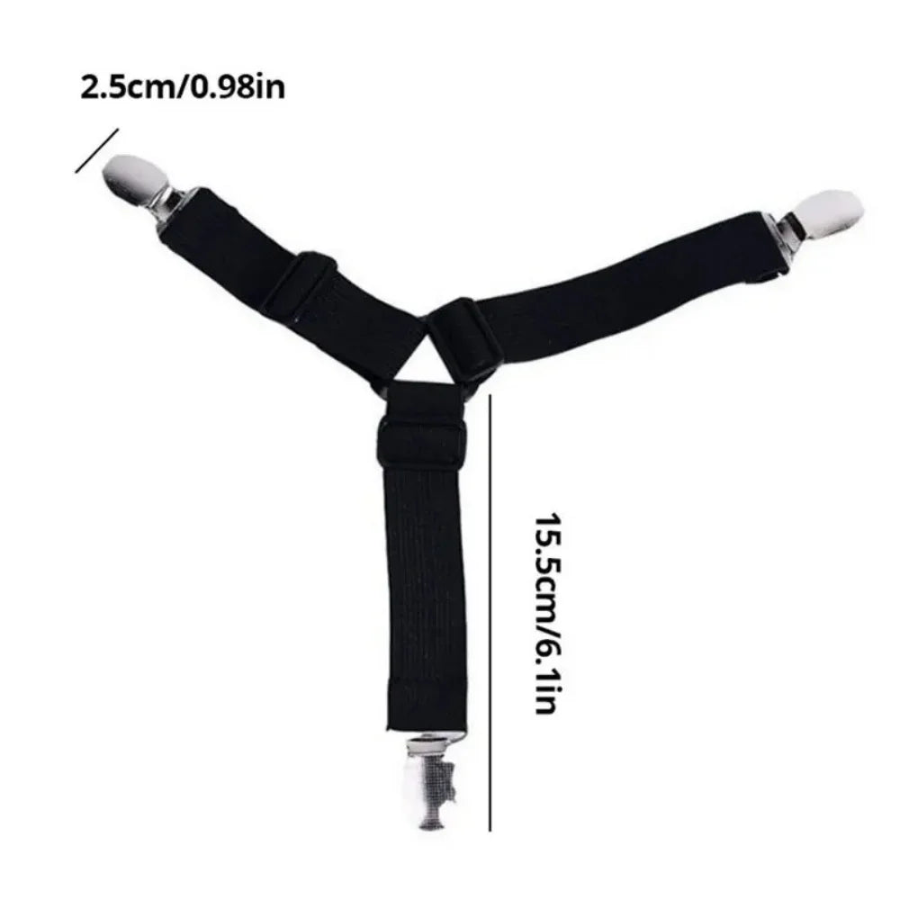 4-Pack Adjustable Non-Slip Sheet Straps with Elastic Clips Sheet Strap Clips Zpaxo