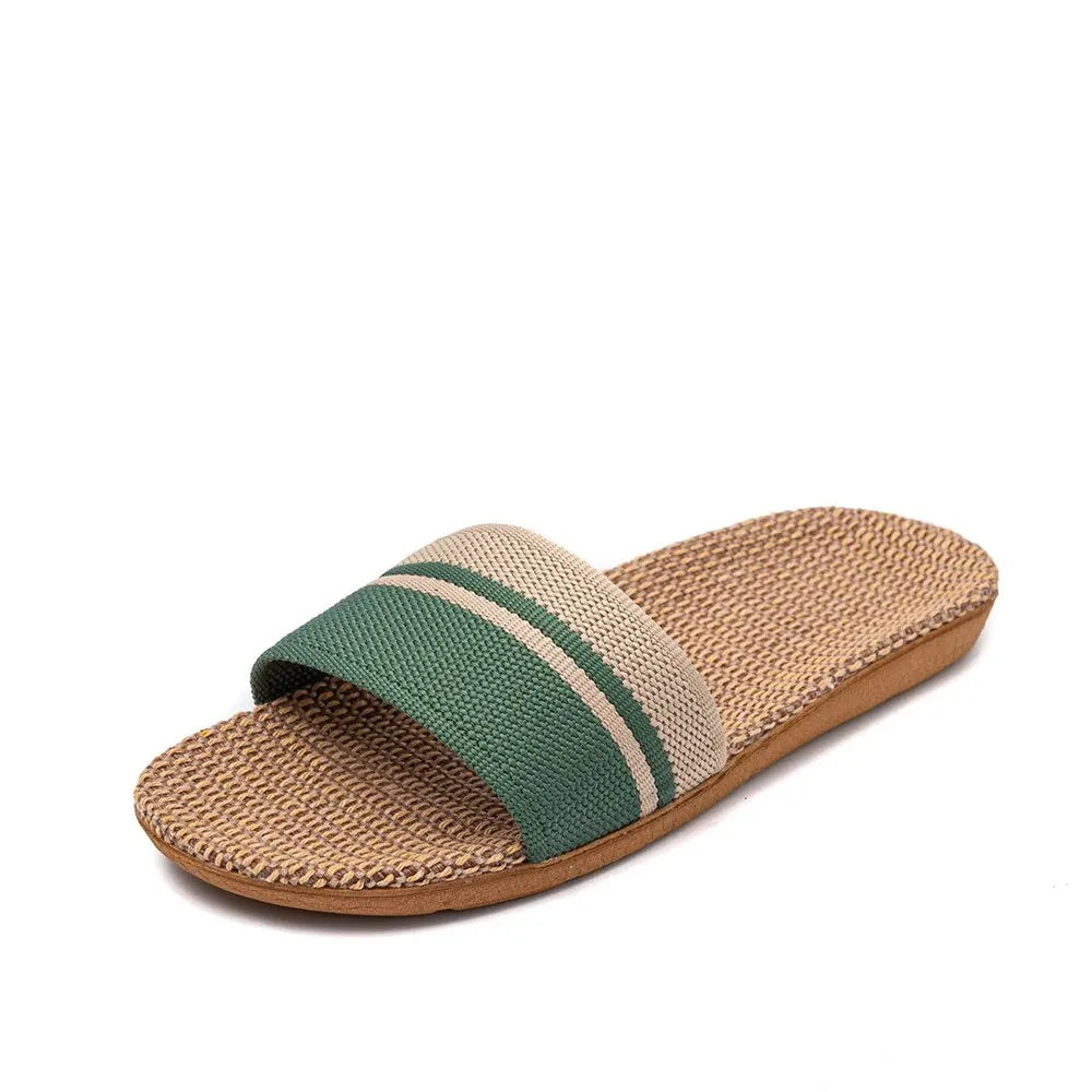 Summer Women Slippers Anti-slip Home Lightweight Shoes Indoor Linen Zpaxo green 35-36