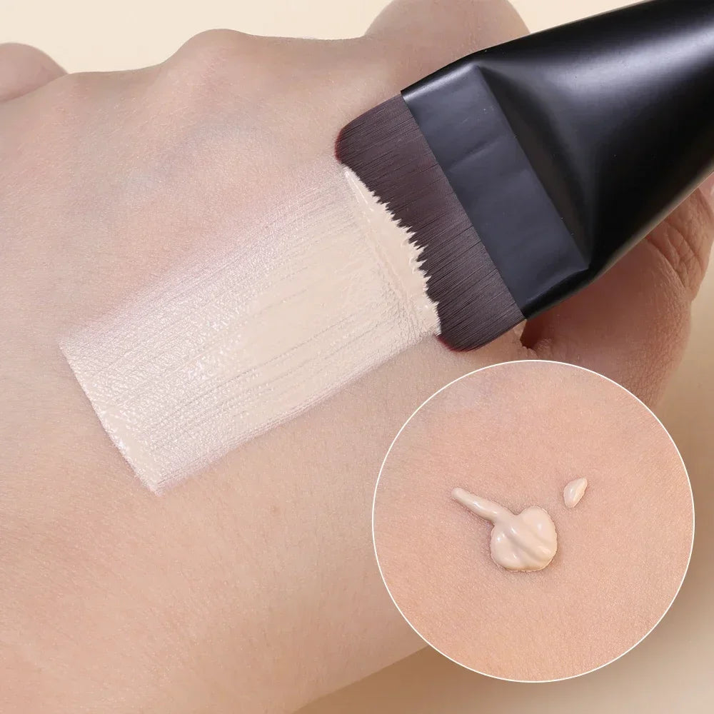Mini Ultra Thin Foundation Brush Flat Head Face Contour Wooden Handle