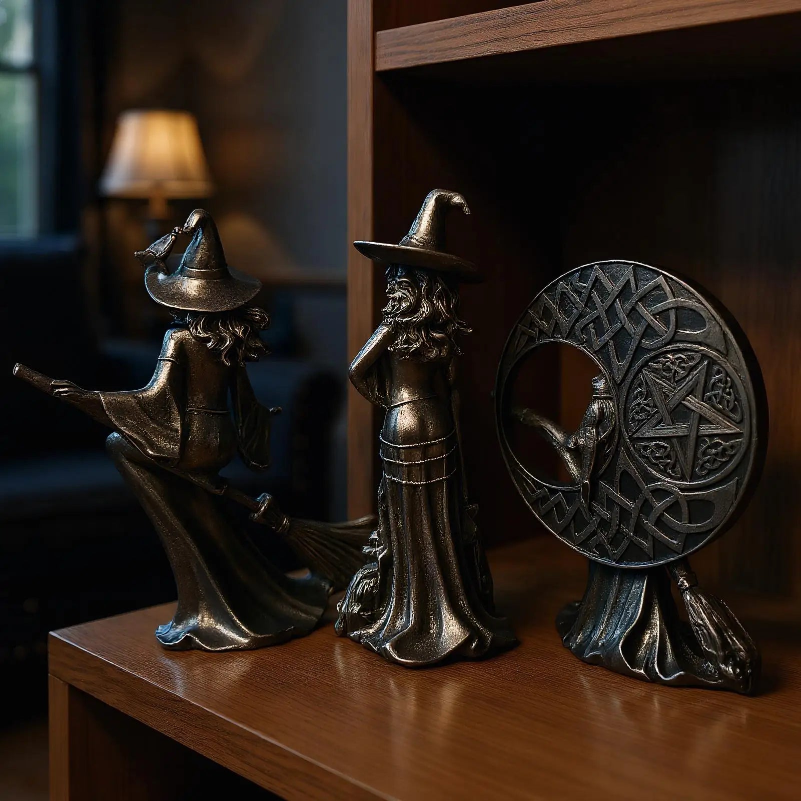 Halloween Witch Figurines Gothic Resin Figurine Retro Magician Decor