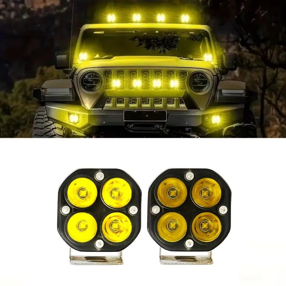 White Yellow Light Motorcycle Work 12V 24V 40W Driving Moto Zpaxo