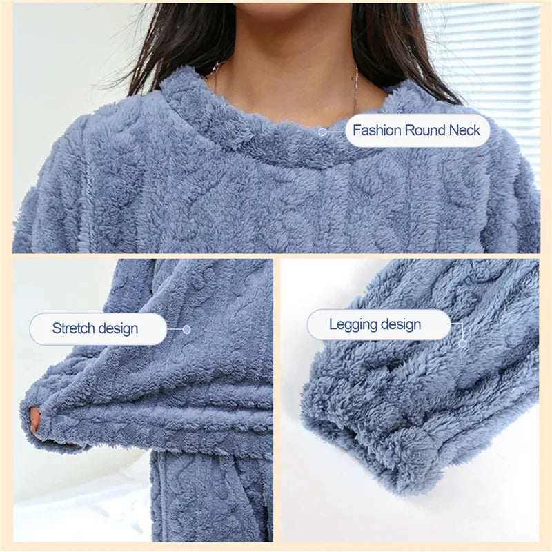 Women's Pajamas Winter Coral Velvet Homewear Thickened Two-piece Home