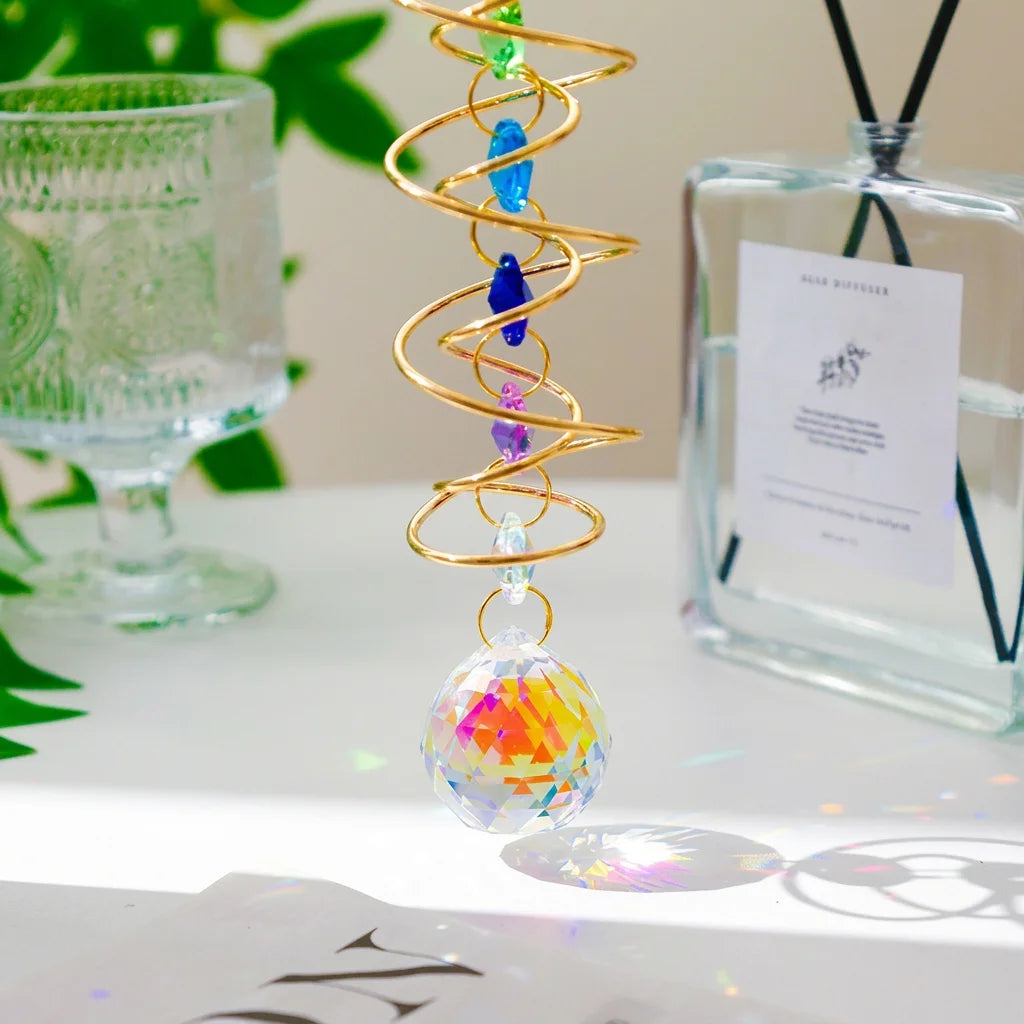 Spiral Crystal Suncatcher – Rainbow Maker Window Hanging Decor