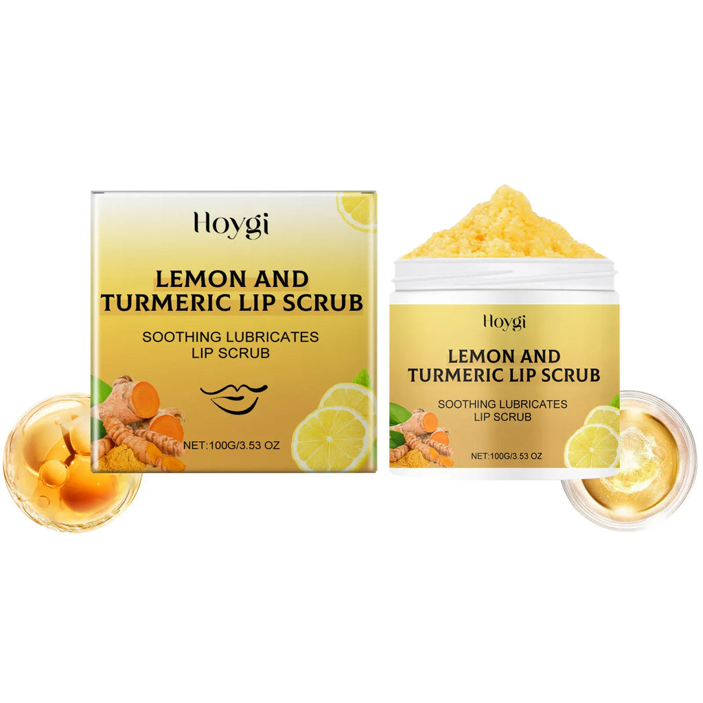 Turmeric Lemon Lip Scrub Dead Skin Removal Exfoliating Moisturizing Balm for Dry Chapped Lips Fade Lip Lines Nourishing Lip Care Zpaxo 100g Boxed