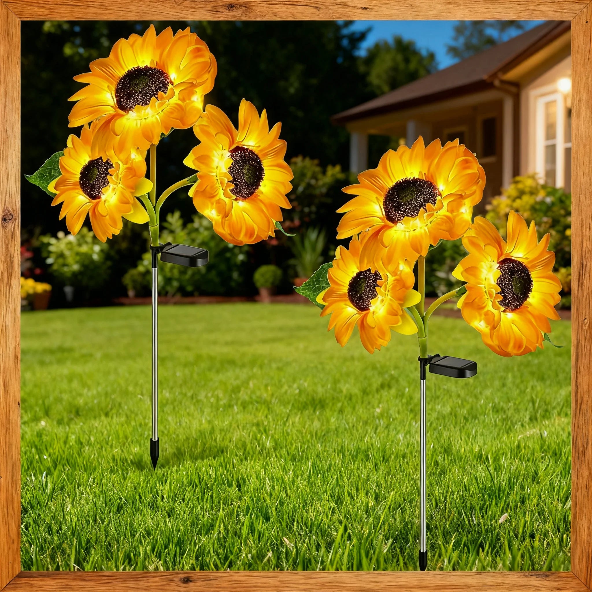 3 Heads LED Solar Simulation Sunflower Light Garden Yard Lawn Night Lights Landscape Lamp Home Decoration Christmas Flower Light Zpaxo