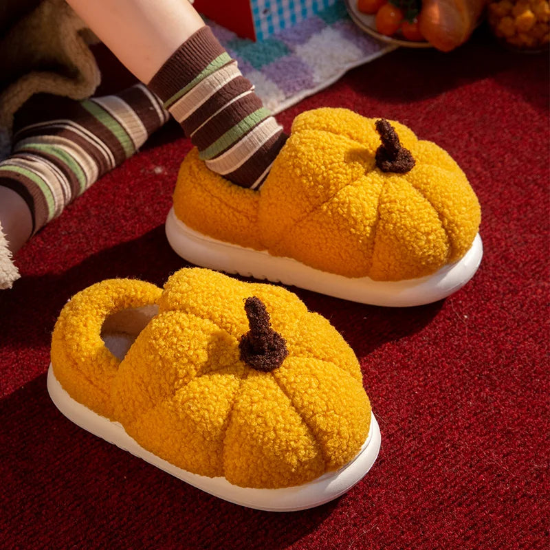 Winter Fashion Cute Fun Creative Pumpkin-shaped Plush Slippers Home