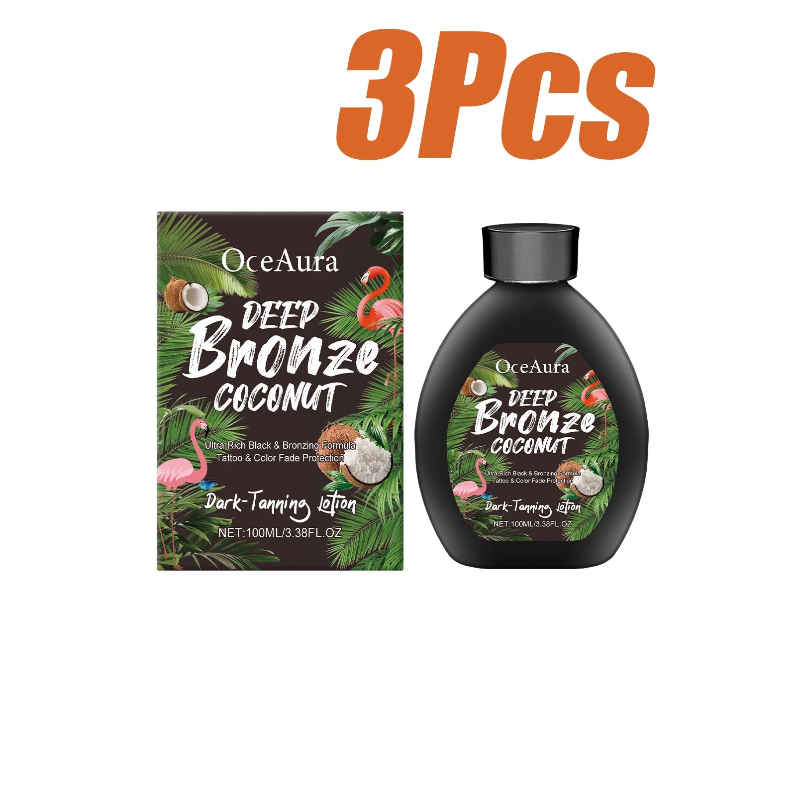 OceAura Coconut Oil Dark Tanning Lotion – Bronze Accelerator Tanning Accelerator Lotion Zpaxo 3 x 100ml Boxed