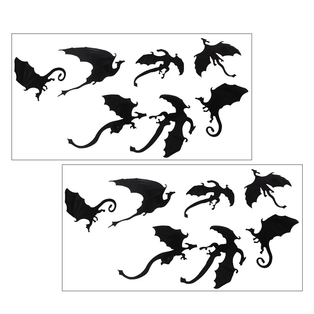 2Sets Halloween Decorations 3D Dinosaur Wall Stickers Black Dragon