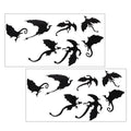 2Sets Halloween Decorations 3D Dinosaur Wall Stickers Black Dragon