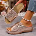 Women Platform Slippers Comfortable Round Shoes Slip Trend Casual Zpaxo Rose Gold 40